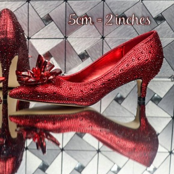 NEW Sparkling Bling Swarovski Crystal Ruby Red Slipper Wedding Shoes Pumps - Picture 3 of 6